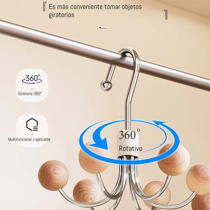 🔥Compra 1 y llévate 1 gratis🔥✨Percha multifuncional giratoria de 360° con 6 ganchos.