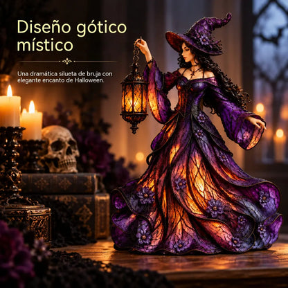 🧙‍♀️ Gotická figúrka halloweenskej čarodejnice s LED lampášom 🧙‍♀️