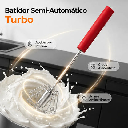 🥳Compra 1 y llévate 1 gratis🥳💞¡Más de 50.000 unidades vendidas!🥚💪 ¡50% de descuento! Batidor de huevos manual semiautomático: presiona y gira, sin electricidad. Bate huevos y nata en segundos. ¡Cuida tus muñecas! ✨🧁