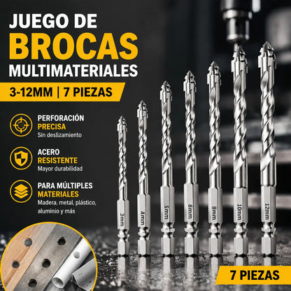 【7 pieza】Este juego de brocas multifuncionales de alta dureza es antideslizante, proporciona una perforación precisa y es adecuado para madera, metal, plástico y aluminio.【3+4+5+6+8+10+12mm】
