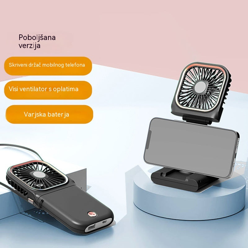 🔥Prijenosni sklopivi ventilator 4 u 1 s brzim USB punjenjem (ventilator/stalak za telefon/power bank/hlađenje)