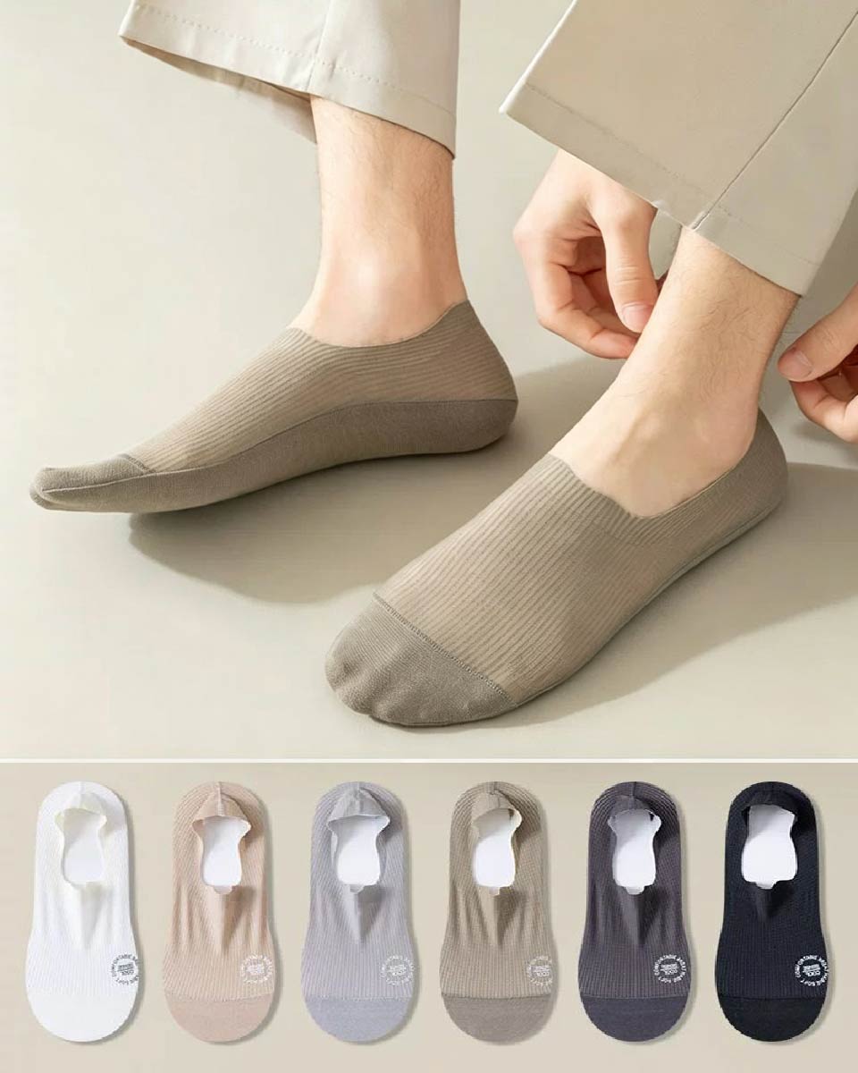 🧦【Pakiranje od 6 pari za 22 eura】Pakiranje od 6 pari prozračnih, fino mrežastih, protukliznih univerzalnih nevidljivih čarapa
