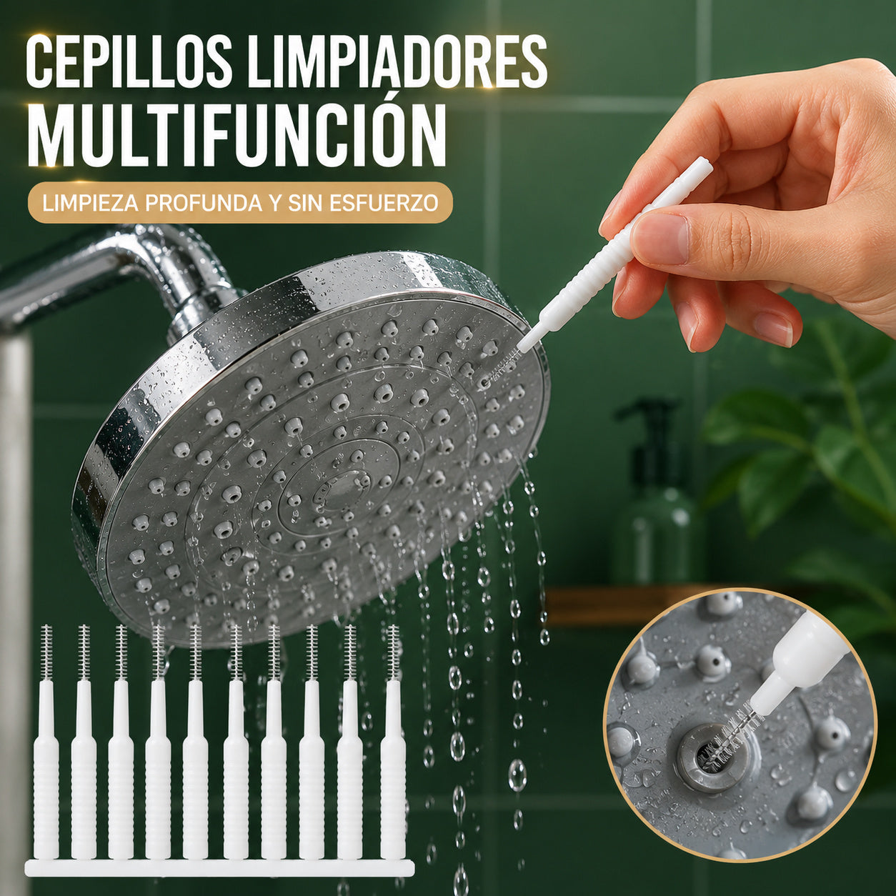 【10 cajas/100 unidades】Cepillo de limpieza multifuncional para cabezales de ducha y grifos: elimina la suciedad incrustada.