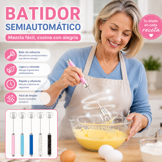 🥳¡Compra 1 y llévate 1 GRATIS!💞🥚 Batidor semiautomático de acero inoxidable – ¡Bate huevos y nata en segundos, sin electricidad! ✨