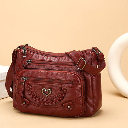 Bolso bandolera vintage con estilo para mujer — PU suave — Diseño con múltiples bolsillos, gran capacidad de almacenamiento