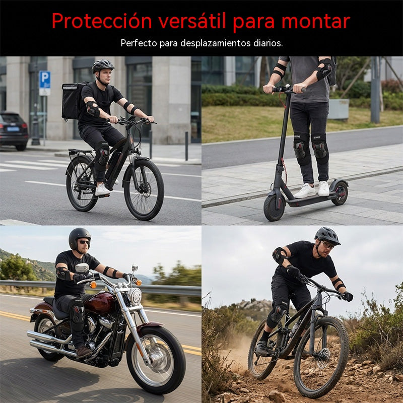 🏍️ ¡Aprovecha ahora con un 40% de descuento! 🛡️ Juego de rodilleras y coderas para motocicleta – Resistentes a los impactos, correas ajustables y forro transpirable – Protección esencial para conducir, patinar o andar en bicicleta 💪
