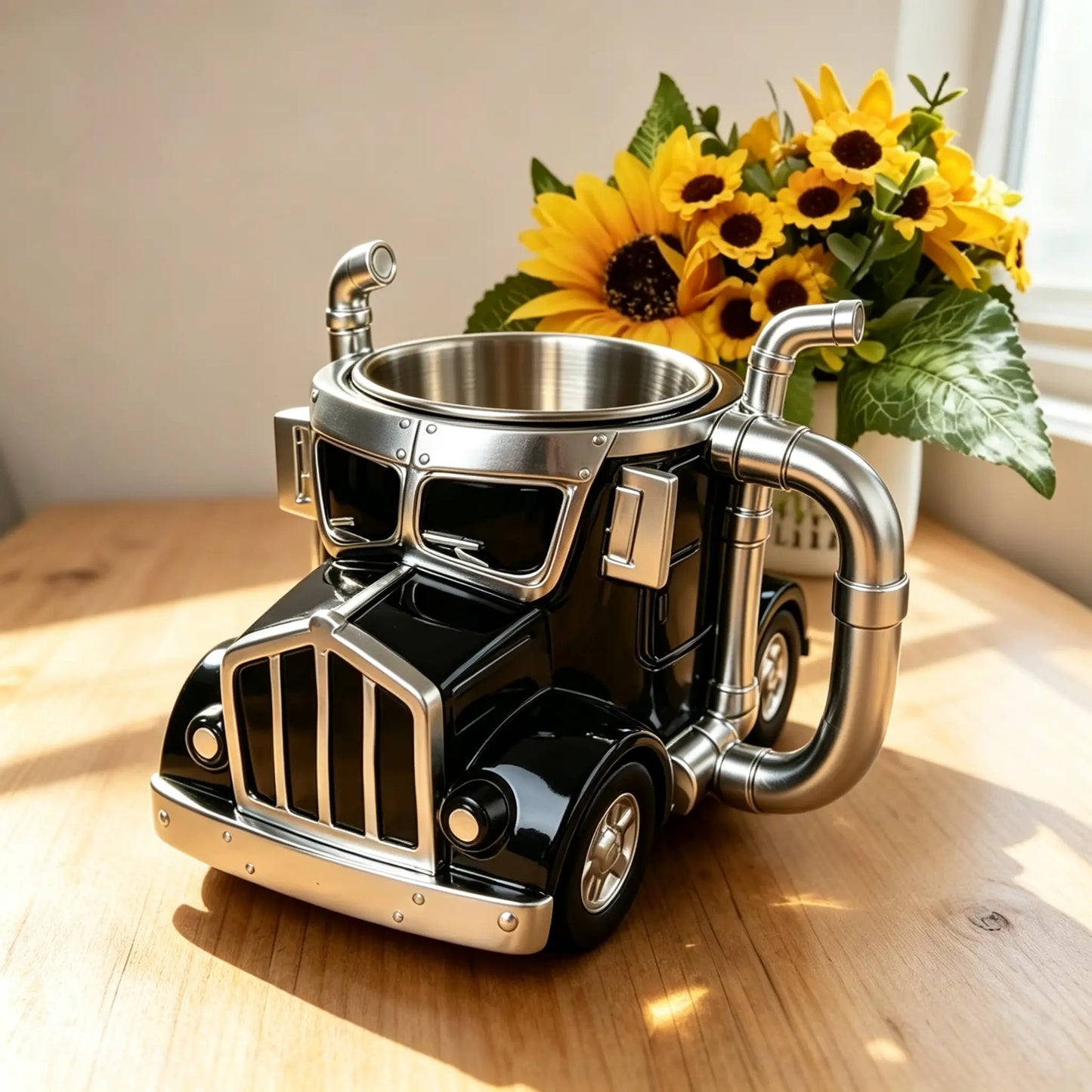 🚛☕ Taza 3D con forma de vehículo – Interior de acero inoxidable, regalo creativo para amantes de la mecánica ✨🔧
