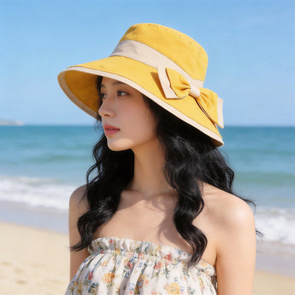 🌞📢 ¡50% de descuento! 👒 Sombrero de sol de ala ancha con lazo para mujer: ligero, transpirable y con protección UV 🌸