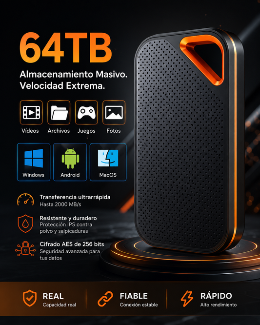 🔥【Último día con 50 % de descuento】🔥【64TB】Disco duro de estado sólido móvil de alta velocidad