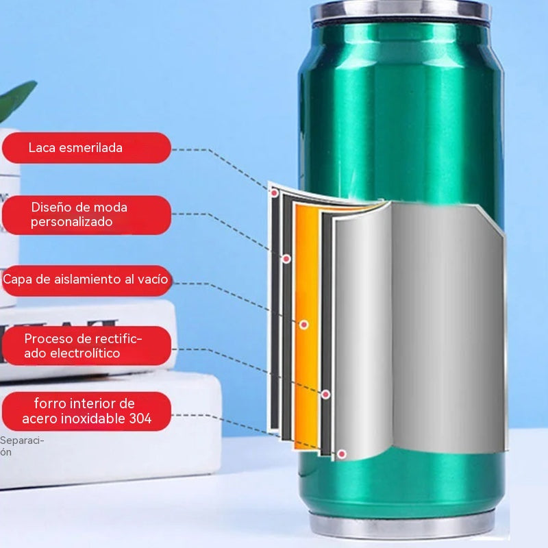 🥤 Vaso térmico de acero inoxidable de doble capa con forma de lata de refresco