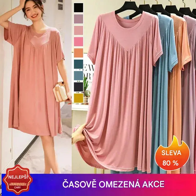 🔥💖【S-4XL】【40-180 kg】Vestido de pijama de manga corta, suave y cómodo.