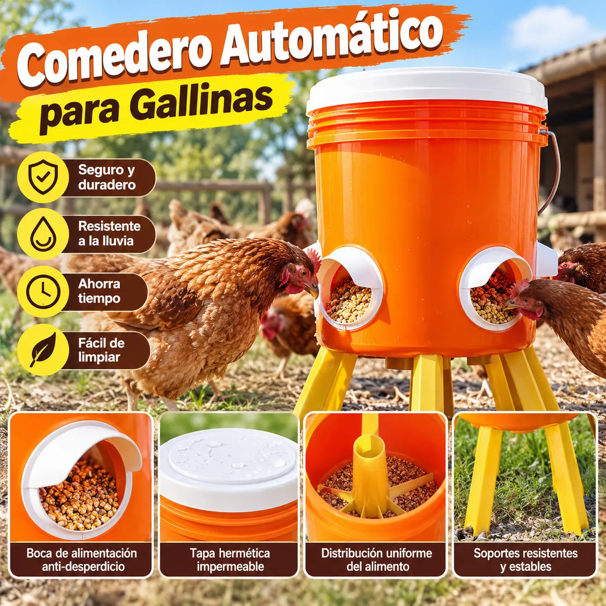 🔥【Paquete de 5 + Sierra de corona】🐔 Comedero automático: una solución práctica para criar pollos, patos y gansos.