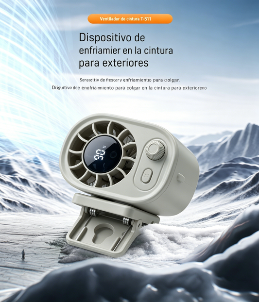 🌀 Ventilador manos libres con pantalla LED, clip integrado y 100 niveles de ajuste