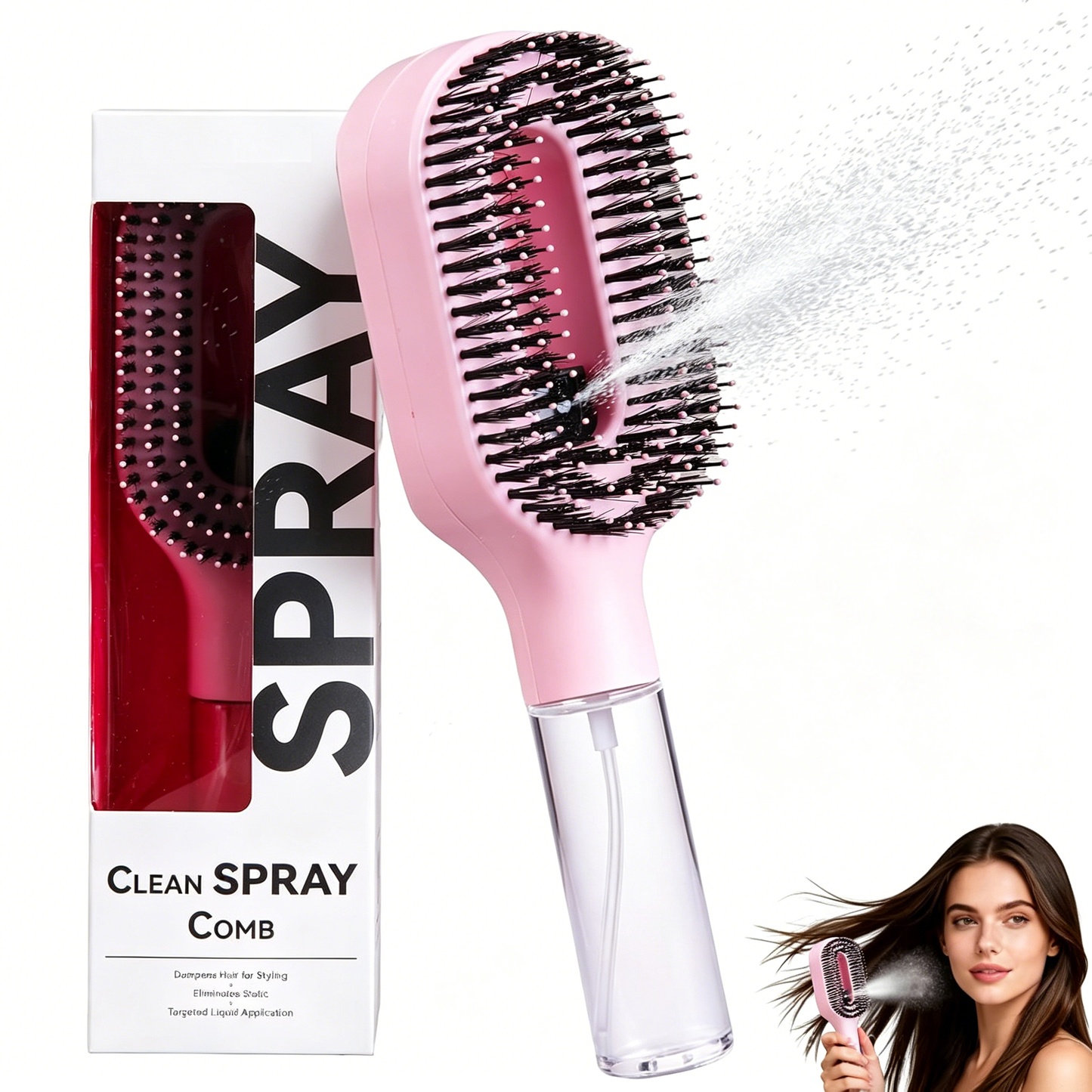 30%OFF🔥Un peine con función de pulverización de un solo botón para evitar eficazmente que el cabello se enrede.