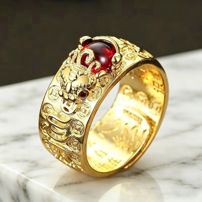 🔥💖Anillo de plata 999, estilo retro unisex con amuleto de la suerte Pixiu, fuerte y de moda.