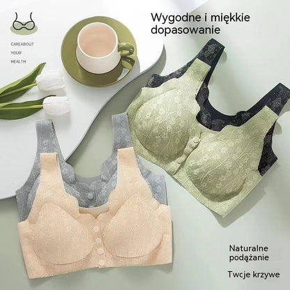 【3sztuk】Damski, bezprzewodowy, koronkowy biustonosz zapinany z przodu【40-100KG】