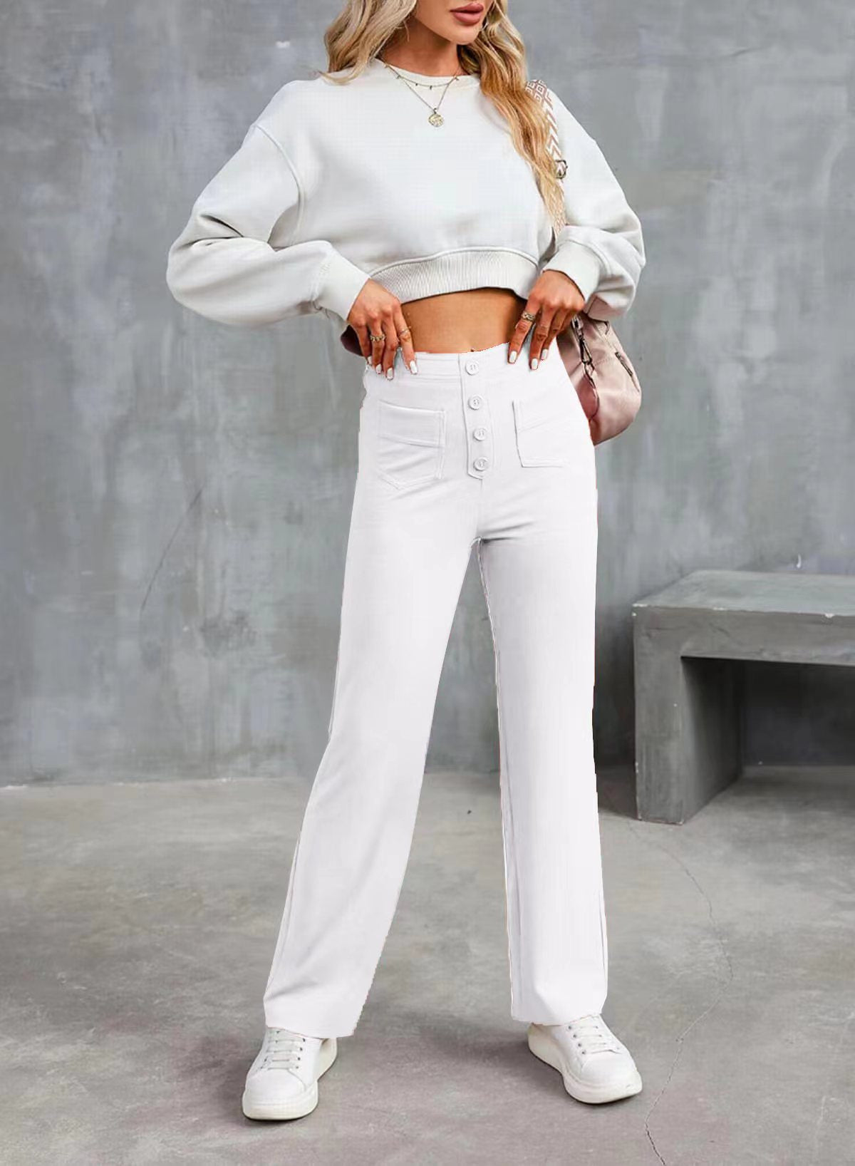 【M-2XL】Pantalones rectos casuales de cintura alta para mujer, moda 2026