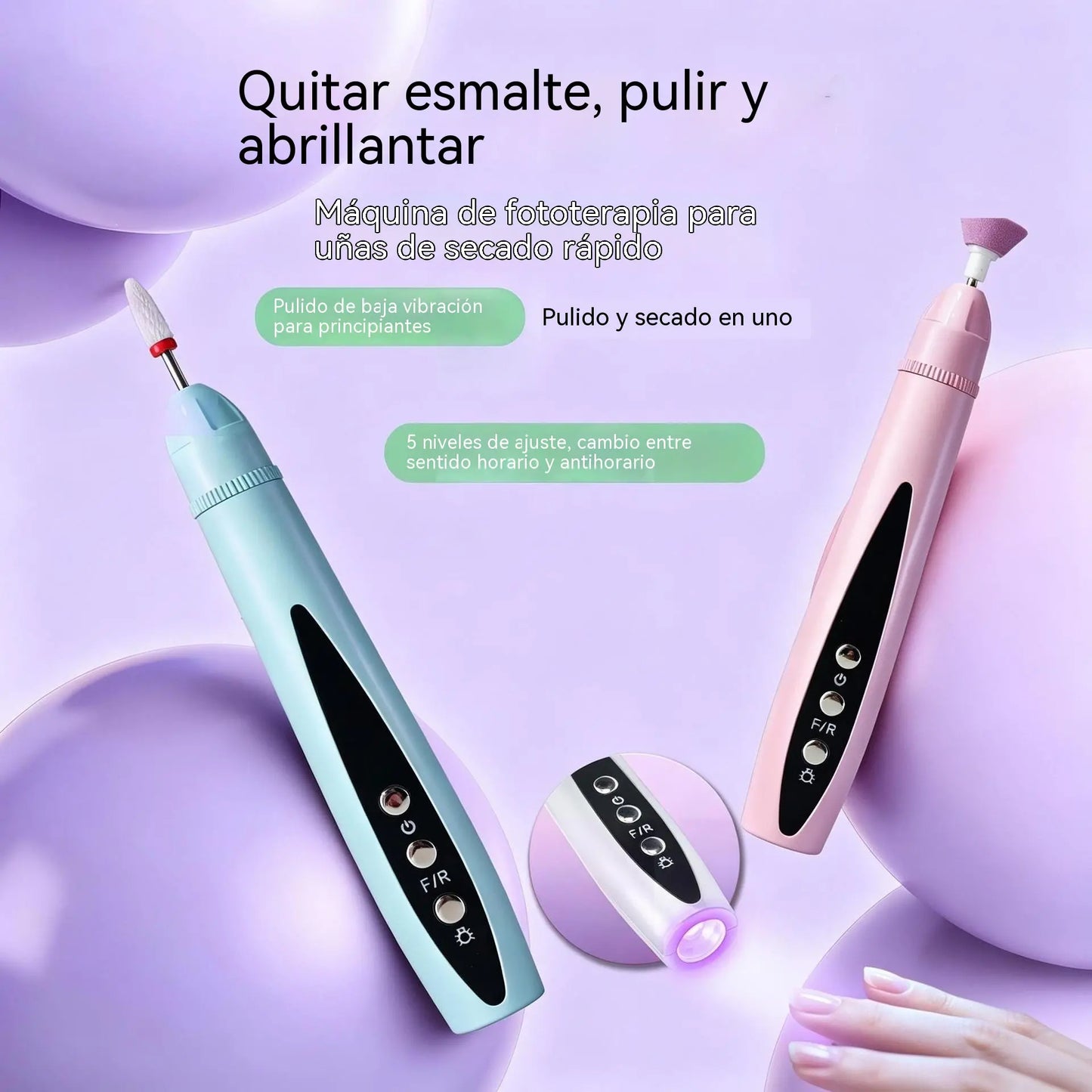 💅✨Lijadora eléctrica portátil 2 en 1 para uñas con lámpara UV