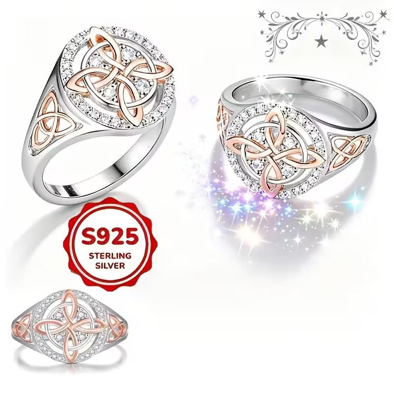 🎁【Compra 1 y llévate 1 gratis】💖💎 Anillo de protección de diamantes bicolor, nudo mágico