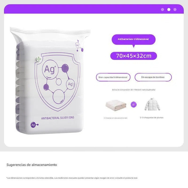 ✨(5 unidades)💨 Bolsa de almacenamiento al vacío grande y comprimible: no requiere bomba, es hermética e ideal para ahorrar espacio en maletas y en casa ✈️
