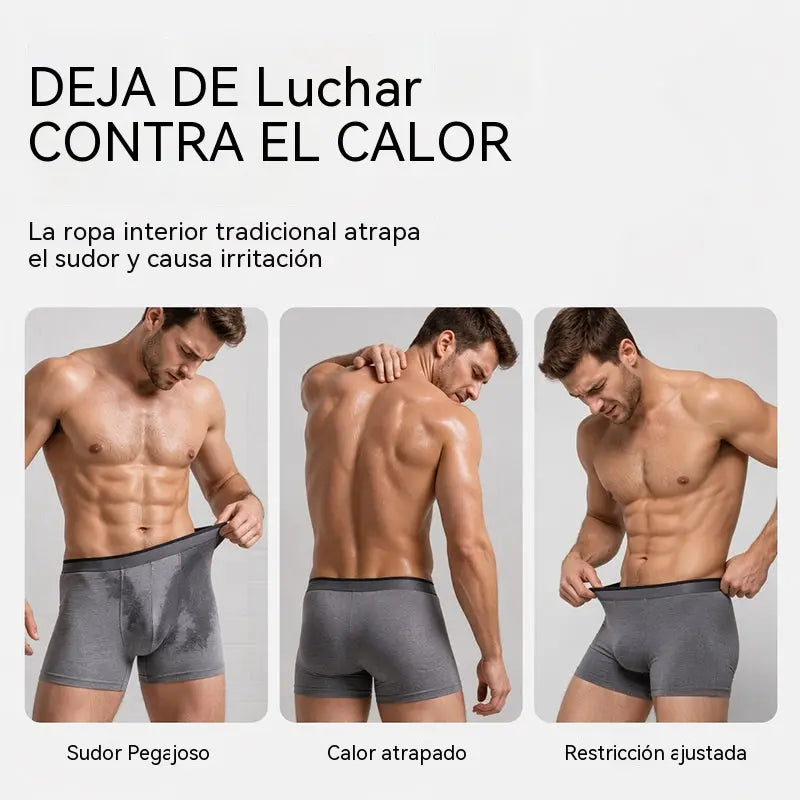 【Juego de 6】Ropa interior transpirable de seda fría para hombre