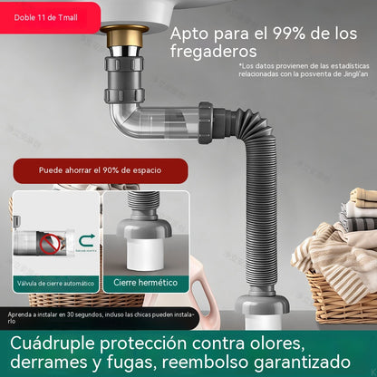 🔥🔥Tubo de desagüe para lavabo/lavabo de baño, tubo de desagüe a prueba de olores, juego completo de mangueras flexibles universales.