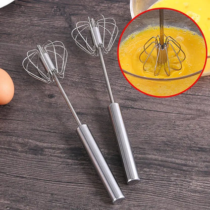 【 Conjunto de 3 piezas】Batidor de huevos semiautomático de acero inoxidable