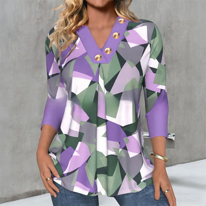 ✨【Oferta por tiempo limitado】Camisa con botones y estampado retro para mujer (2026)