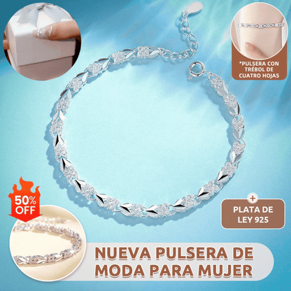 😀👉【Compre 1 y obtenga 1 gratis】💖🍀Love New Fashion Pulsera de plata 925 con un trébol de cuatro hojas para mujer