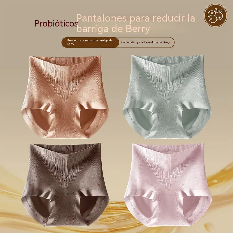 【4 piezas】【40-80kg】Bragas de seda antibacteriana de talle alto: cómodas y transpirables; realzan y moldean los glúteos a la vez que recogen eficazmente el abdomen para lograr un efecto reductor.