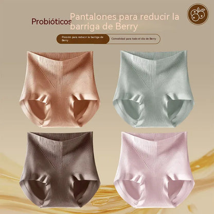 【4 piezas】【40-80kg】Bragas de seda antibacteriana de talle alto: cómodas y transpirables; realzan y moldean los glúteos a la vez que recogen eficazmente el abdomen para lograr un efecto reductor.