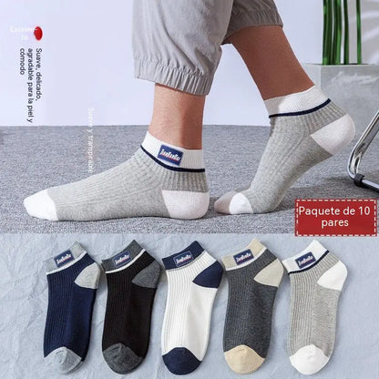 🔥🧦【10 pares】(Tallas 35-48) Calcetines cortos transpirables y resistentes al olor para hombre, nuevos para el verano
