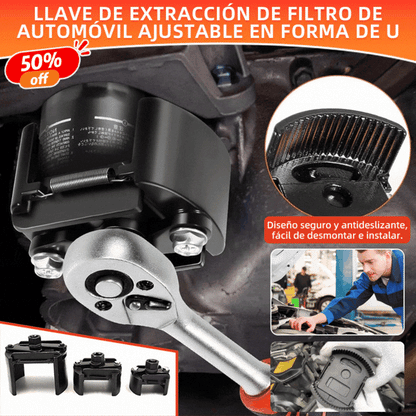 【60-80mm】Llave de extracción de filtro de automóvil ajustable en forma de U