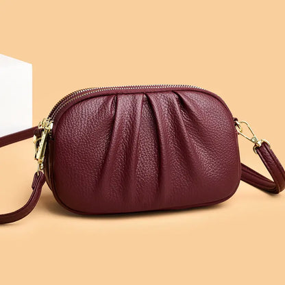 ✨🎀Bolso bandolera de piel con varios compartimentos y forma de concha