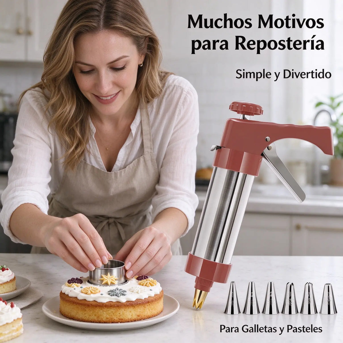 👍El molde de 6/13 piezas tiene un precio de 31 euros🍪✨Set de repostería casera: moldes para galletas y herramientas para decorar con crema.