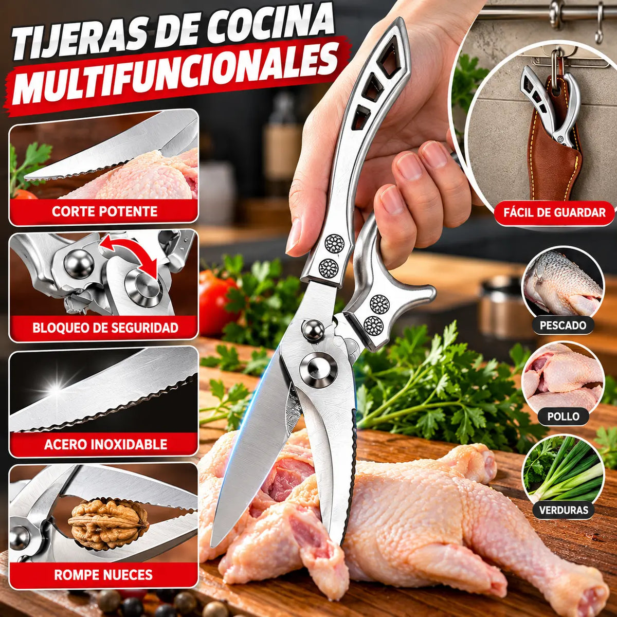 🔥¡OFERTA ESPECIAL! 50% DE DESCUENTO🔥 Tijeras de cocina multifuncionales de alta resistencia