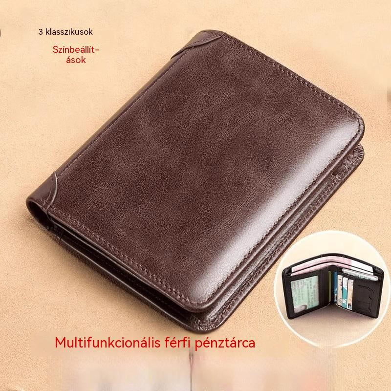 👝✨ Új férfi pénztárca valódi bőrből, lopásgátlóval