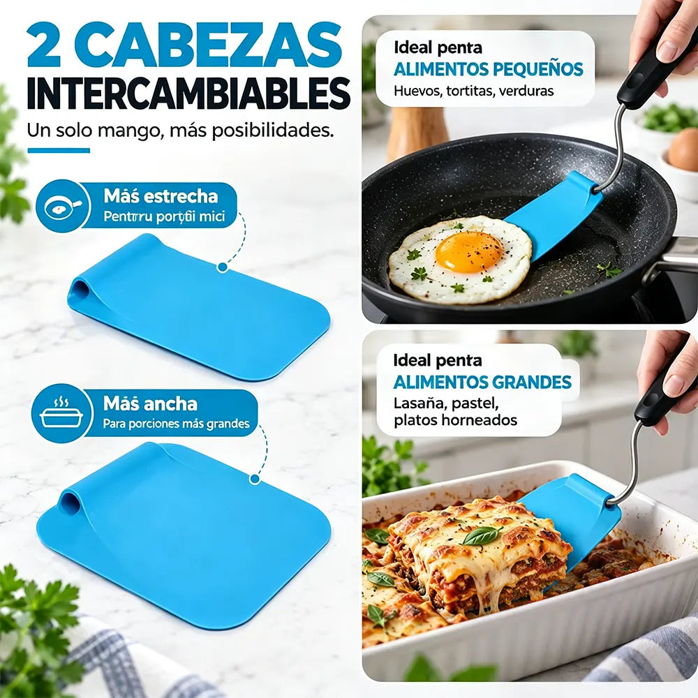 7️⃣ Favorito de la cocina | Espátula ajustable de 7 posiciones: volteador multiángulo para sartenes, planchas y freidoras de aire.