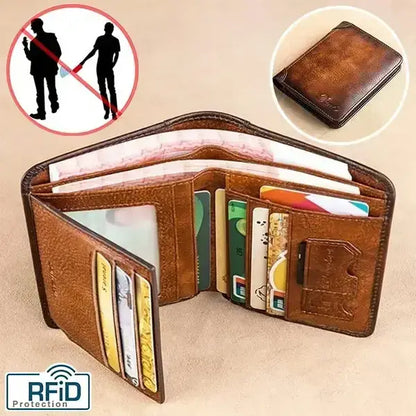 30%OFF👝✨ Nueva cartera antirrobo de cuero genuino para hombre