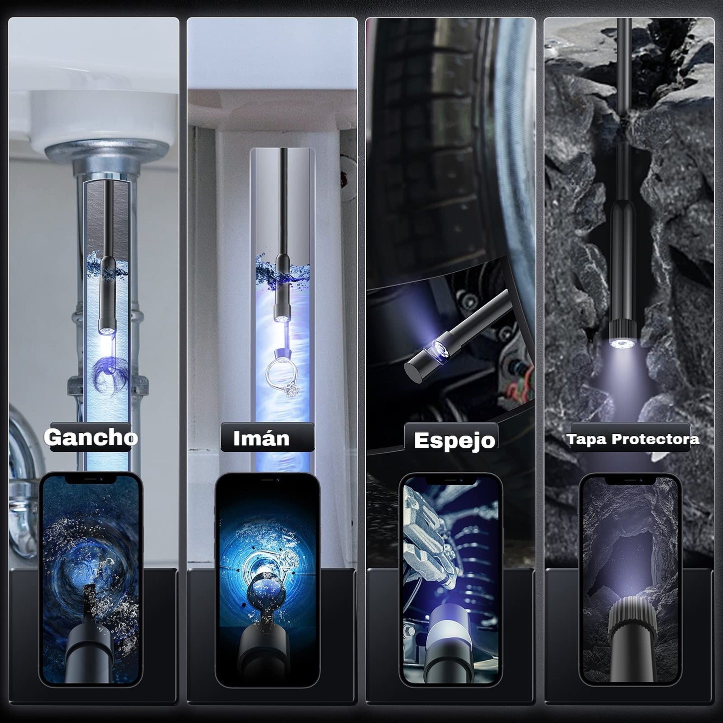 ‼️【5M】Cámara endoscópica plug and play - HD 1080p, resistente al agua IP67 y funciona directamente con iPhone, Android y iPad