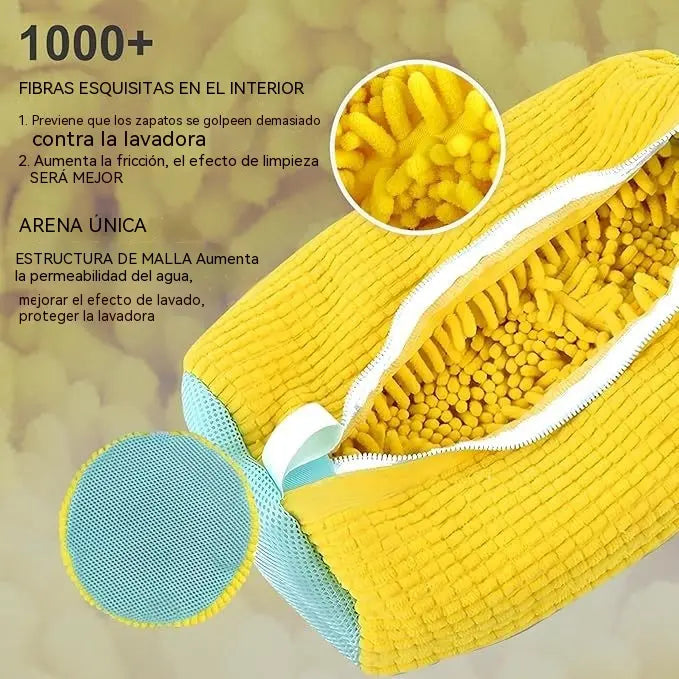 Bolsa cilíndrica para lavar zapatos en la lavadora y para su cuidado.