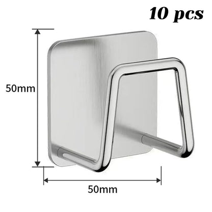 (10 piezas）✨ Organizador para Fregadero de Acero Inoxidable – Soporte Sin Taladro para Esponjas, Estropajos y Paños | Ahorra Espacio y Mantén tu Cocina Ordenada