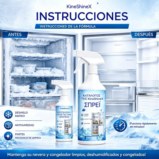 🔥【2 botellas por 28 euros】❄️ Nuevo spray descongelante 2026 🧡 Elimina rápidamente el hielo del congelador