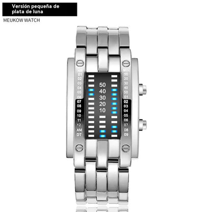 ⌚Reloj electrónico de moda para parejas con LED, doble línea binaria y Iron Man.