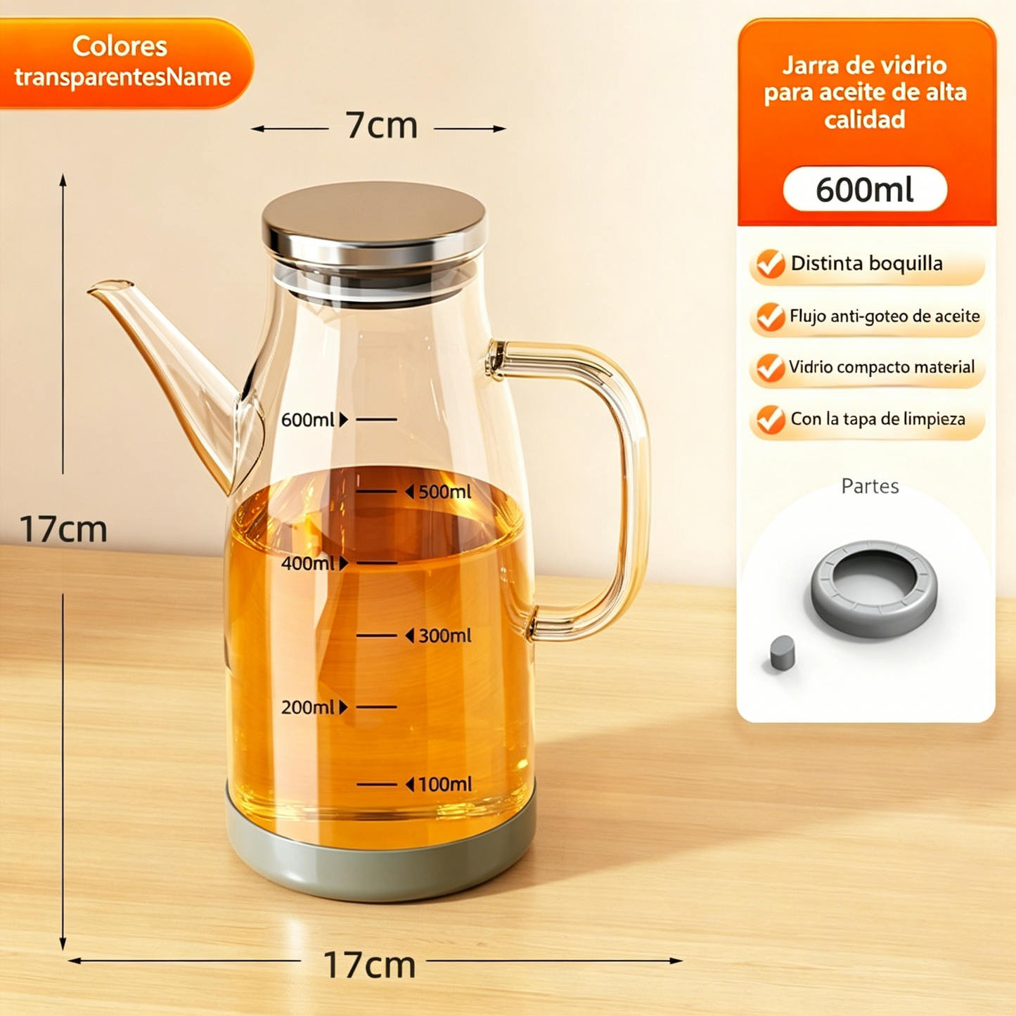 🏠🍴【600ml】Botella dispensadora de aceite con boquilla antigoteo