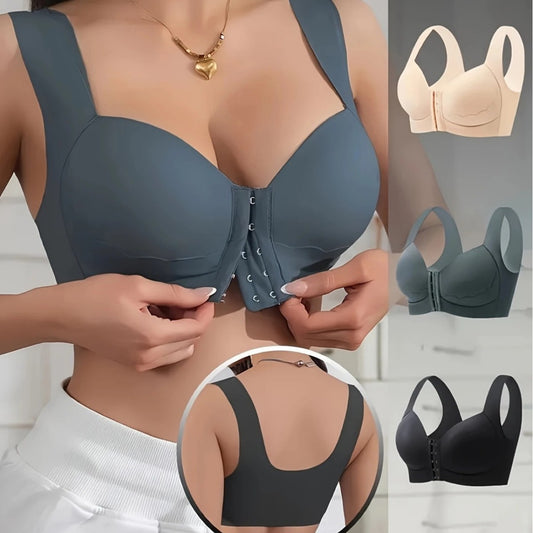 【Juego de 2 piezas】[S-2XL】Sujetador de tallas grandes para mujer, con efecto *push-up* y reductor, que ofrece una gran sujeción y copas moldeadas sin costuras【40-90kg】