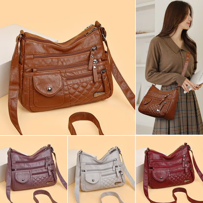 🔥【Oferta por tiempo limitado. Rebajas de fin de año.】Bolso de cuero suave de gran capacidad y múltiples capas para mujer