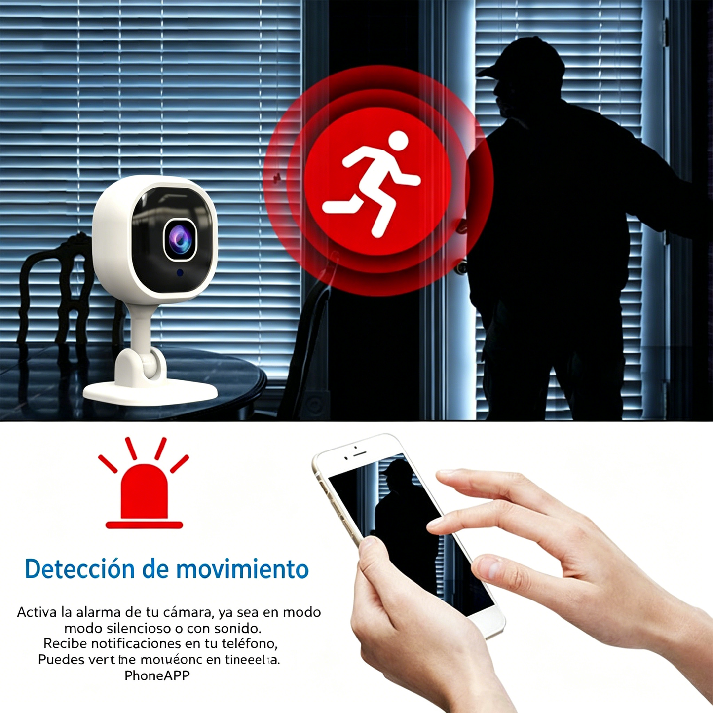 Cámara de seguridad inalámbrica inteligente HD para el hogar