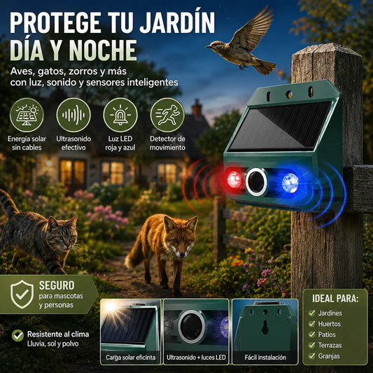 🔥【Oferta especial】🔥Repelente solar ultrasónico para animales para exteriores: puede ahuyentar pájaros y animales.