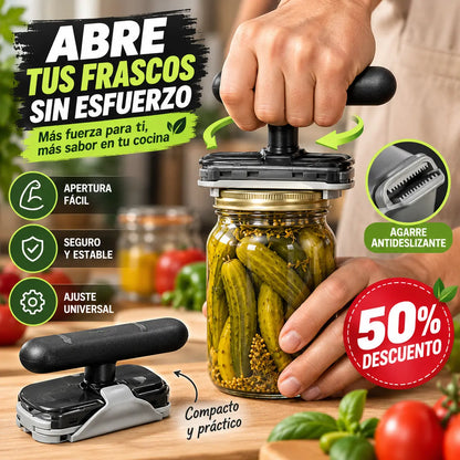 ☀️🔥¡Compre 1 y llévese 1 GRATIS! (2 piezas) 🔧✨ Abridor universal ajustable: abre frascos, botellas y latas en 3 segundos sin esfuerzo. Antideslizante, apto para manos débiles o personas mayores. 💪
